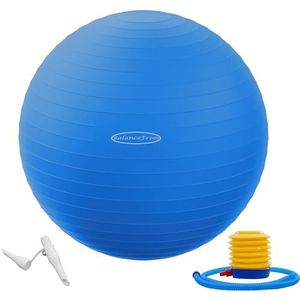 Fitvids Anti-burst en antislip oefenbal voor yoga, fitness, bevalling met snelpomp, capaciteit 0,9 kg, blauw, 66 cm, L