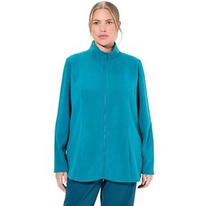 Ulla Popken Fleecejas, bouwsysteem, binnenjas, opstaande kraag, fleecejas voor dames, Blauw