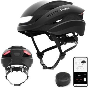 Lumos Ultra Smart helm, fietshelm, voor- en achterlicht (led), knipperlicht, remlicht, bluetooth-verbinding, volwassenen: heren, dames (zwart, houtskool, maat: XL)