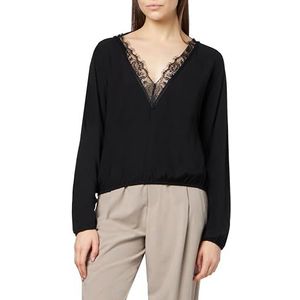 VERO MODA Vmrusk Ls WVN T-shirt à manches longues et col en V pour femme, Noir, XS