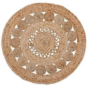 Luxor Living Jute tapijt, rond, boho-stijl, natuurlijke vezels, handgevlochten, voor woonkamer en slaapkamer, kleur: naturel, afmetingen: Ø 120 cm