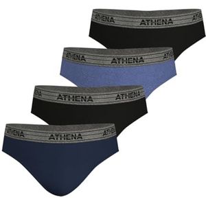 ATHENA Basic Katoenen slip Ld30 herenslip (4 stuks), blauw/zwart/blauw/zwart, L