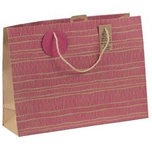 Clairefontaine 30669-6C – cadeautas van kraftpapier – formaat shopping – 37,3 x 11,8 x 27,5 cm – 210 g – motief: neon strepen op kraftpapier – geschenkverpakking, ideaal voor: gezelschapsspel, puzzels