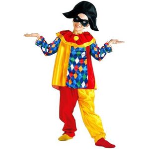 Widmann - Harlekijnkostuum voor kinderen, bovendeel met kraag, broek, hoed, masker, clown, grappige vogel, binnenplaats, carnaval, themafeest