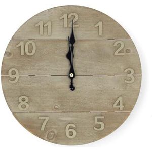 Wandklok - Diameter: 300 mm - Hout - Beige / Bruin