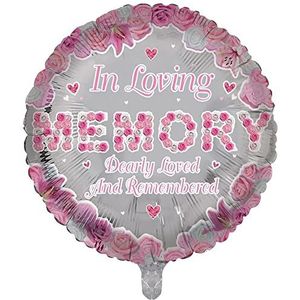 Luxe folieballonnen met opschrift ""In Loving Memory"", roze, ronde vorm voor herdenking, bijleiding, jubileum