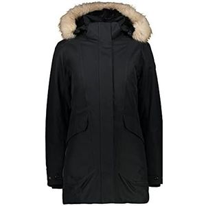 CMP Climaprotect Eco Fur damesparka met capuchon, zwart.