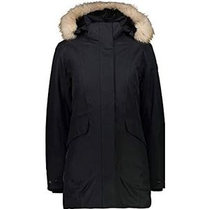 CMP Climaprotect Eco Fur damesparka met capuchon, zwart.