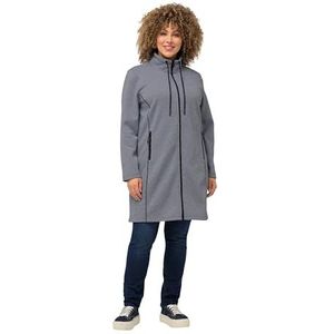 Ulla Popken, Damesvest, grote maten, fleece, lang, zwart, 52-54, zwart.