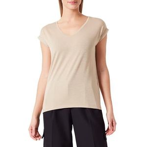 Pieces Pcbillo Tee_Lurex Stripes T-shirt voor dames, Safari/detail: gouden lurex