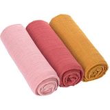 Lässig Hydrofiele luier swaddle doek Rose rosewood mustard 3 stuks 85x85 cm