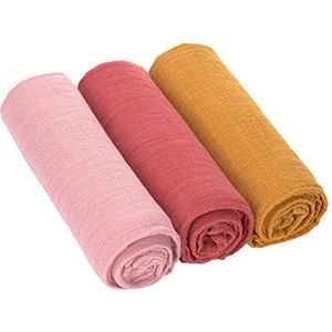 Lässig 1312008972 Swaddle & Burp Blanket L roze/roze/rozenhout, meerkleurig, 102 g
