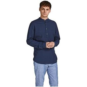 JACK & JONES Jprblasummer Half Placket T-shirt met lange mouwen voor heren, L/S, marineblauw blazer