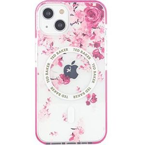 Ted Baker Scattered Flowers Schokbestendige beschermhoes compatibel met iPhone 15 compatibel met Magsafe - roze transparant