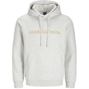 JACK & JONES Jorsplit Aop Branding Sweatshirt Hood Jorsplit Aop Branding Heren Hoodie (1 stuk), Wit-grijs, L