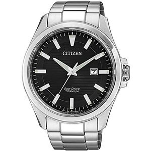 Citizen Eco-Drive BM7470-84E polshorloge voor heren met Super Titanium armband, zilver, armband, zilver., Armband