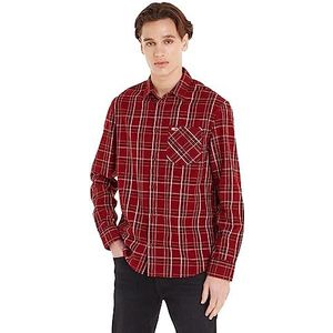 Tommy Jeans Tjm Clsc Geruit overhemd met zak, casual overhemden voor heren, Rood met vierkanten