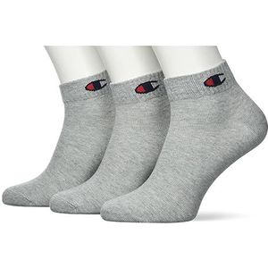 Champion Core Socks 3pp Quarter sokken, uniseks, Licht gemêleerd grijs en blauw