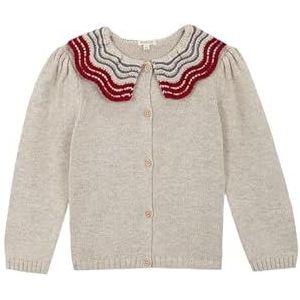 GOCCO Veste en tricot pour fille, couleur pierre mélangée, veste avec grand col, détails colorés, fermeture à boutons, style élégant, vêtements polyvalents, design exclusif, de 4 à 5 ans, multicolore,