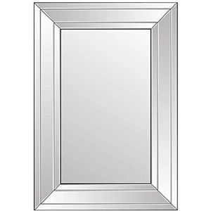 MirrorOutlet Moderne kleine Venetiaanse spiegel, 100 x 70 cm, zwart en zilver