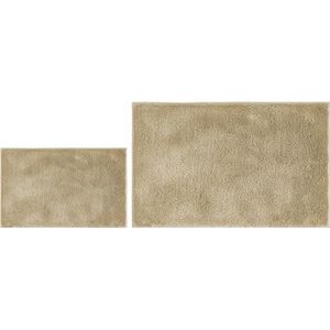 andiamo Florida - Set van 2 antislip badmatten - Zacht en pluizig - Antislip en wasbare badmat - 40 x 60 cm + 60 x 100 cm - Taupe