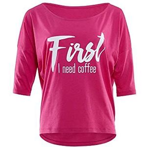 WINSHAPE Winshape Mcs001 Dames 3/4 mouw T-shirt met witte opdruk ""First I Need Coffee