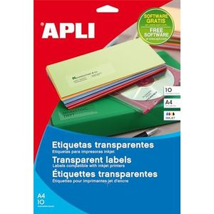 APLI 10967 Permanent etiketten, transparant, 63,5 x 38,1 mm, 10 stuks