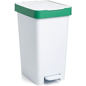 TATAY Smart Keukenafvalemmer, inhoud 25 l, intrekbaar pedaal, polypropyleen, BPA-vrij, vuilniszak 30 l. Groen. Afmetingen 26 x 36 x 47 cm