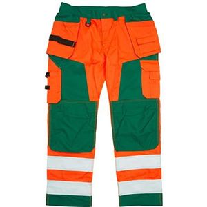 Blaklader Handwerker werkbroek met hoge schroef, maat D116, oranje/groen, 156818115349D116, Hoge zichtbaarheid, oranje, groen.