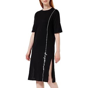 Armani Exchange Cotton Midi T-shirt, jurk, casual jurk voor dames, zwart.