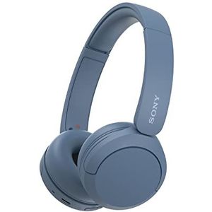 Sony WH-CH520 Draadloze Bluetooth-hoofdtelefoon, tot 50 uur looptijd met snel laad functie, on-ear model, blauw