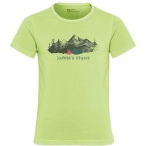 Jack Wolfskin Hiking Graphic T Kids T-shirt voor kinderen, uniseks, Print Cool Matcha, 128