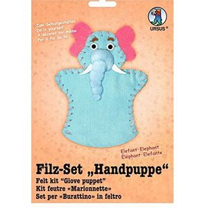 Ursus 39560008 - Viltset, handpop, olifant, ca. 20 cm, voor het ontwerpen van grappige figuren, ideaal voor de eerste naai-pogingen en als klein geschenk