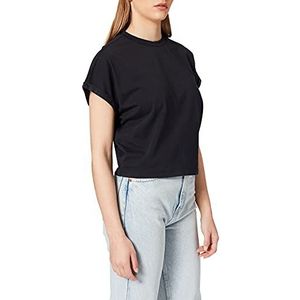 Urban Classics Pigment Dye Cut On T-shirt voor dames, korte mouwen, verschillende kleuren, XS-5XL, zwart.