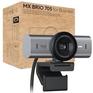 Logitech MX Brio 705 for Business 4K webcam met automatische belichtingscorrectie, Ultra HD, auto-framing, Show Mode, USB-C, werkt met Microsoft Teams, Zoom, Google Meet - zwart