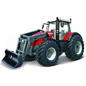 BBURAGO | Boerderijcollectie | Tractor met Massey Fergusson wrijvingslader | Miniatuurauto reproductie in schaal 1:43 | rood | speelgoed voor kinderen om te verzamelen | B18-31633