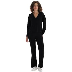 Dagi Trainingsbroek met hoge taille, pyjamabroek voor dames, zwart.