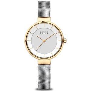 BERING Dameshorloge analoog Solar Collection horloge met armband van roestvrij staal en saffierglas 14631, zilver/goud, zilver/goud