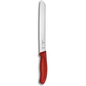 Victorinox, 6.8631.21B, Swiss Classic, Brotmesser, extra scherpe schijf, met spiraalrand, robuuste kunststof handgreep, rood, gemaakt in Zwitserland, vaatwasmachinebestendig