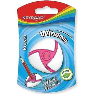 KEYROAD WINDMILL gum voor potlood en kleurpotloden, 1 stuk, kleurmix, ideaal voor school en kantoor