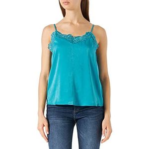 ONLY Onlfriday S/L Lace Singlet WVN T-shirt voor dames, turquoise, M, Turkoois