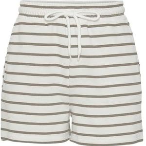 PIECES Pcchilli Summer Hw Stripes Noos zomershorts voor dames, Cloud Dancer/strepen: zilvermunt