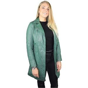 URBAN 5884 Janice Leren damesjack | Elegante jas van zacht lamsvacht voor dames, lang model voor dames, Groen