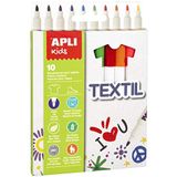 Apli Kids 18220 - 10 x gekleurde textielstiften - ideaal voor alle soorten stoffen