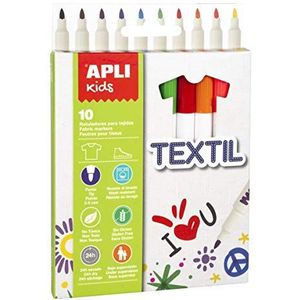 Apli Kids 18220 - 10 x gekleurde textielstiften - ideaal voor alle soorten stoffen