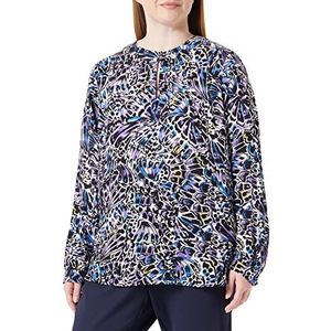 Gerry Weber 160007-31405 blouse, ecru/wit/blauw print, 36 dames, ecru/wit/blauw print, 36, ecru/wit/blauw print