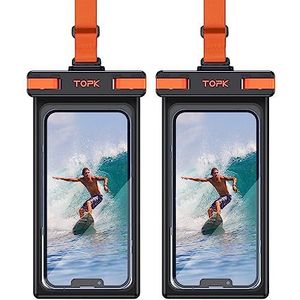 TOPK 2 stuks waterdichte telefoonhoesjes, 2023, onderwater-touchscreen, IPX8 waterdichte telefoonhoes, compatibel met iPhone 14, 13, 12, 11 Pro Max Xs Plus, Samsung Galaxy S22, zwart