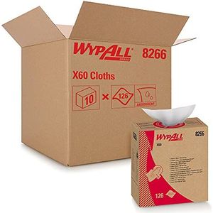 WypAll X60 8266 reinigingsdoekjes, 10 dispenserbox x 126 witte doekjes (1260 totaal)