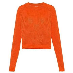 Libbi Women's Femme Tricot Côtelé Col Rond Polyester Orange Taille XS/S Pull Sweater, Orange, XS