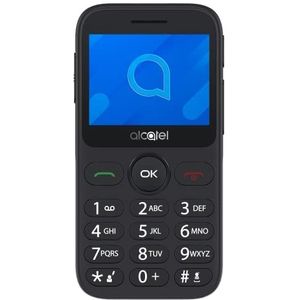 Alcatel 2020X scherm 2,4 inch mobiele telefoon, eenvoudig te bedienen, grote toetsen, voor ouderen basislader, camera, bluetooth, zaklamp, SOS-knop, recorder, zilver [ES/PT-versie]